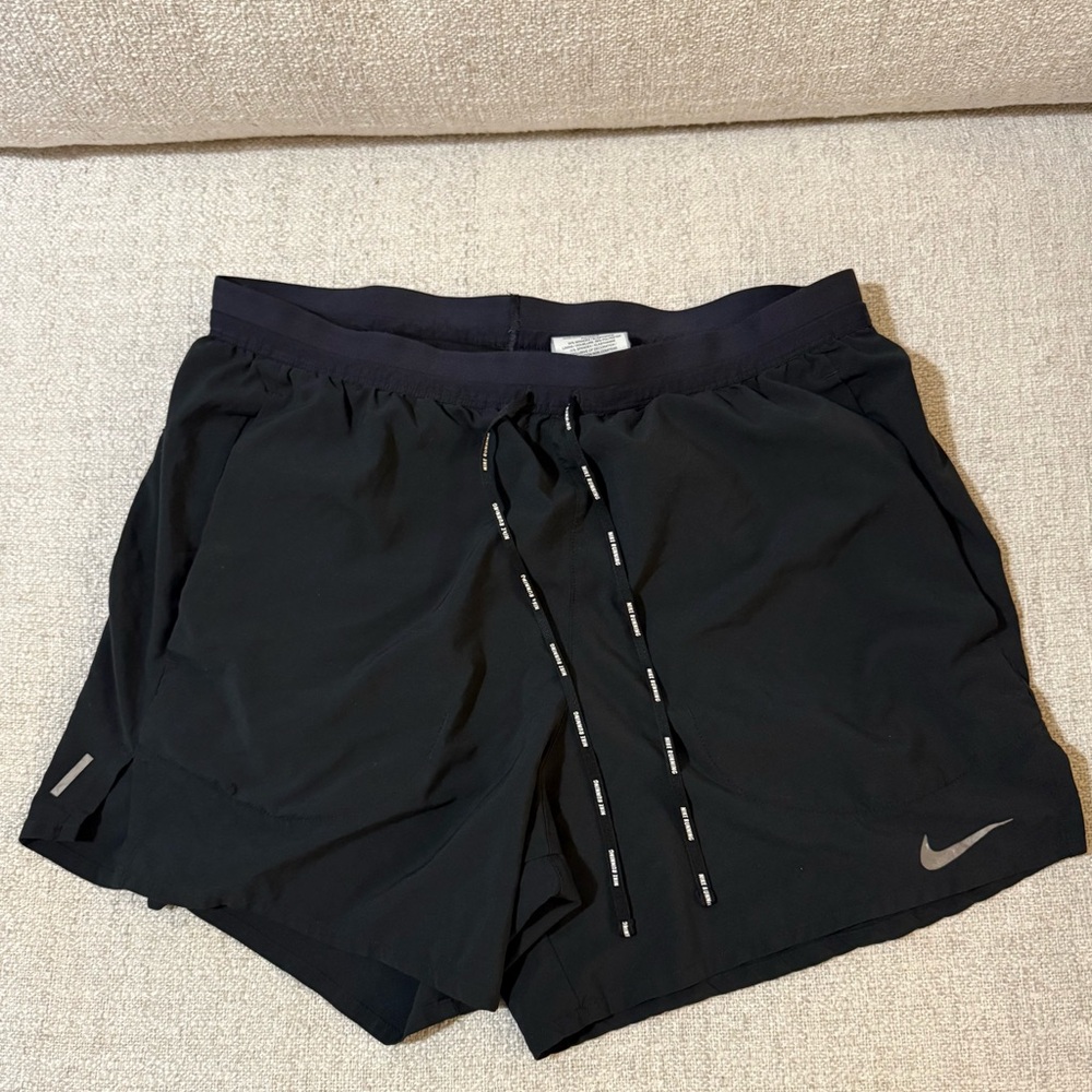Nike Black Lined Running Shorts with Reflective Details